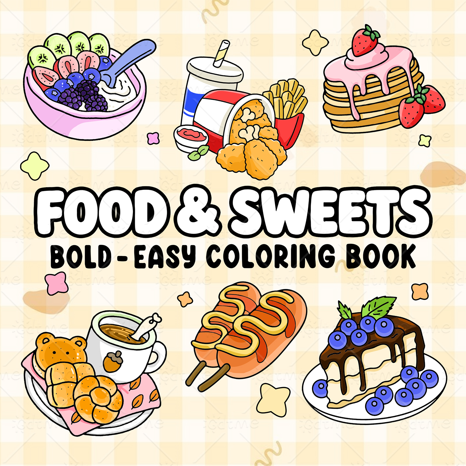 Food And Snacks Coloring Book Bold And Easy - FOOD SWEETS Bold-easy Patterns Coloring Book
