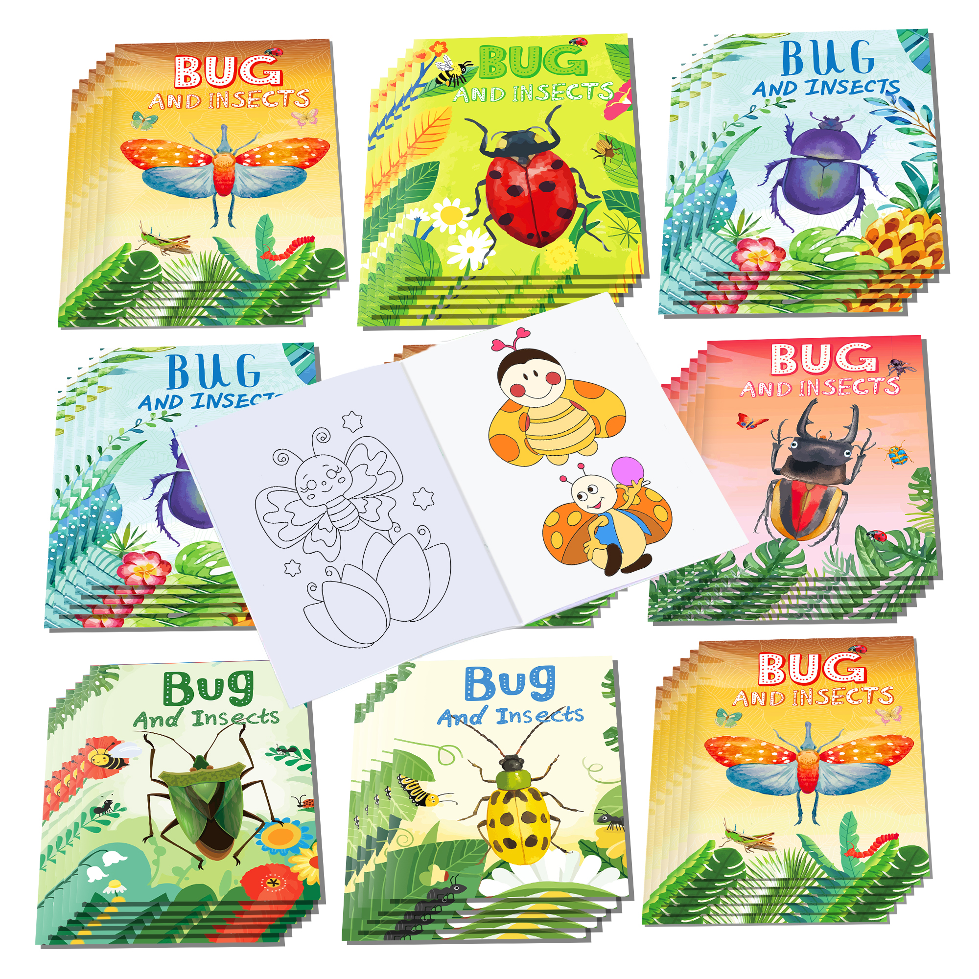 Food And Snacks Coloring Book Bold And Easy - 12pcs Cartoon Insect Bug Spring Ladybug