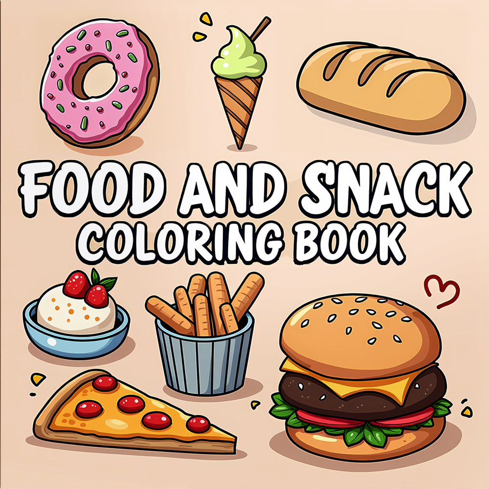 Food And Snacks Coloring Book Bold And Easy - FOOD AND SNACK Coloring Book For