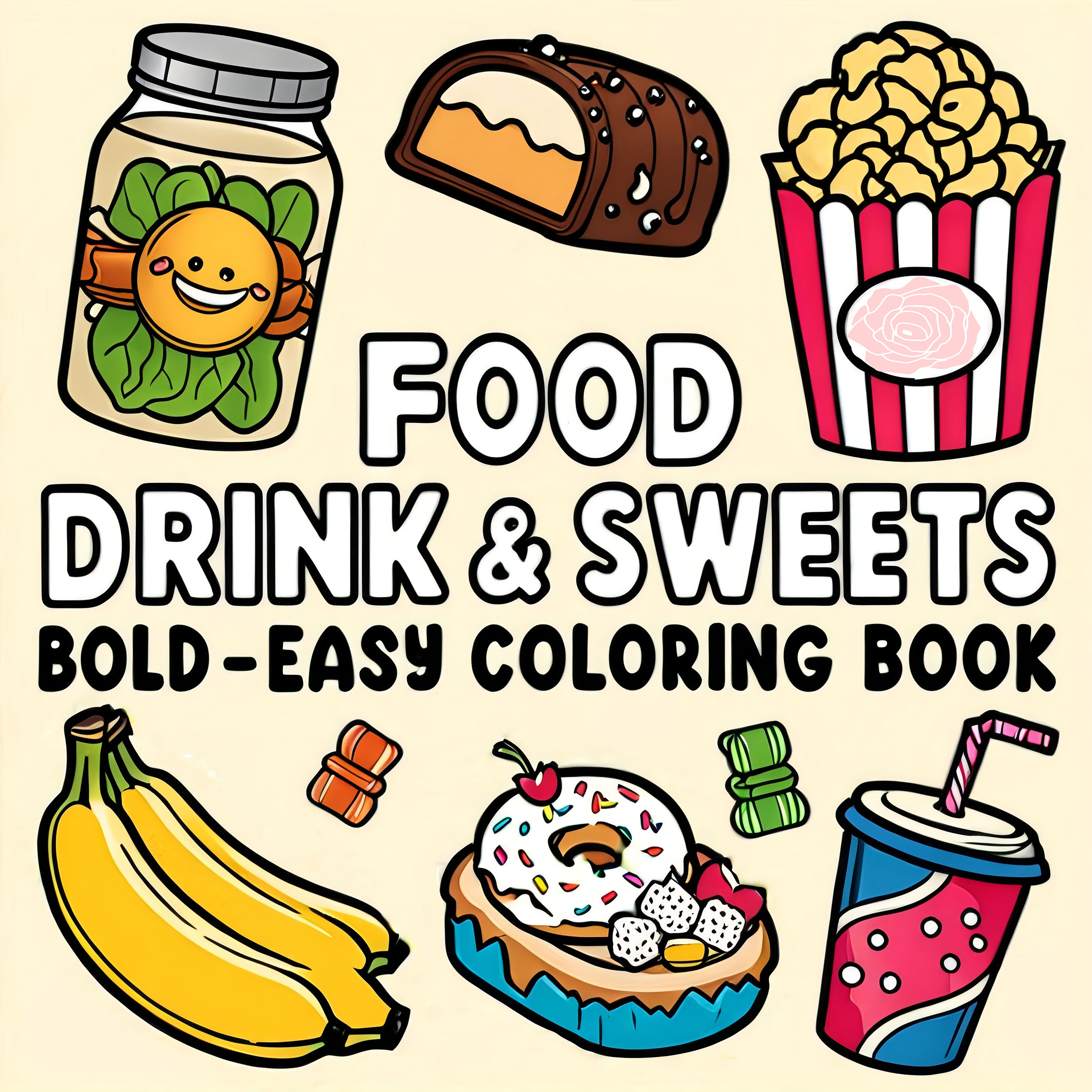 Food And Snacks Coloring Book Bold And Easy - FOOD DRINK & SWEETS BOLD-EASY Coloring