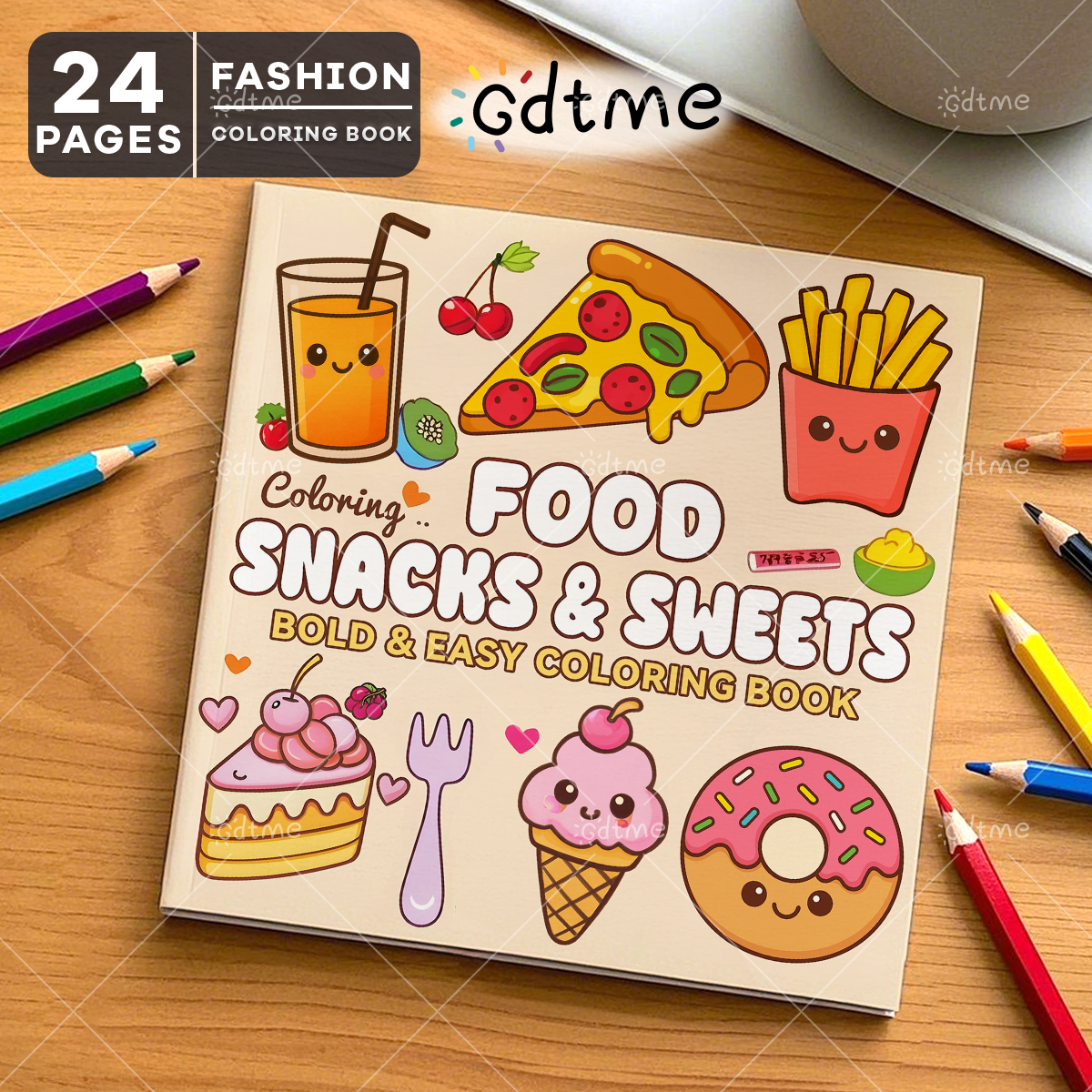 FOOD SNACKS & SWEETS Themed Co - Food And Snacks Coloring Book Bold And Easy incelemesi ve fiyatı