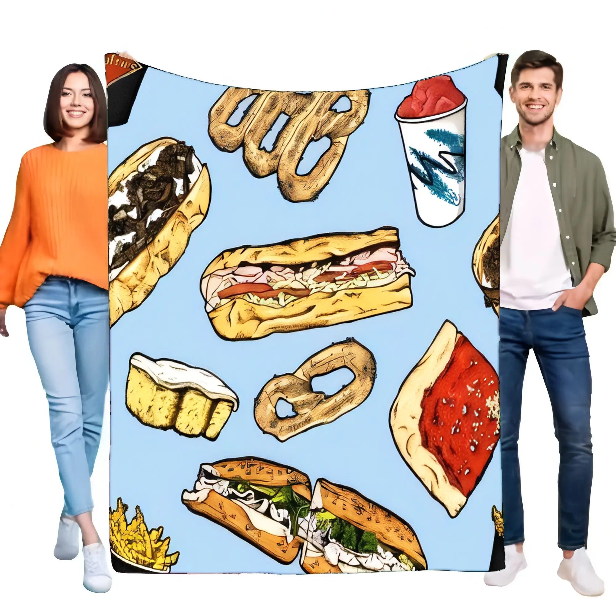 Snack Food Pattern Flannel Fle - Soft Food Snacks Kids incelemesi ve fiyatı