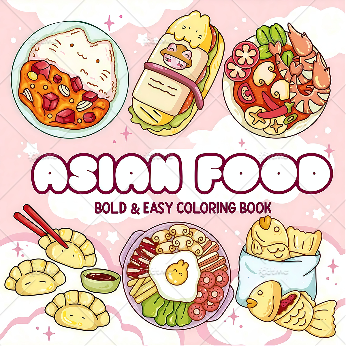 ASIAN Food Bold-easy Patterns  - Food And Snacks Coloring Book Bold And Easy incelemesi ve fiyatı