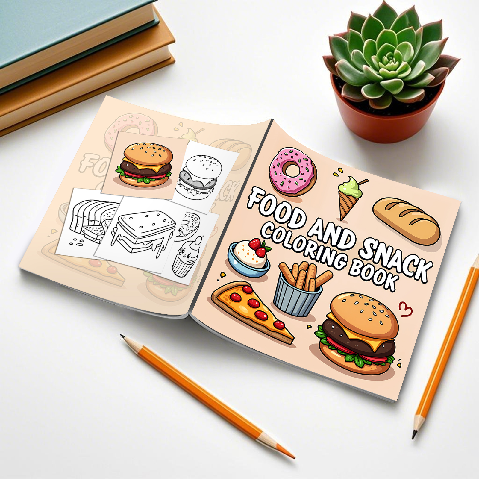 FOOD AND SNACK Coloring Book F - Food And Snacks Coloring Book Bold And Easy incelemesi ve fiyatı
