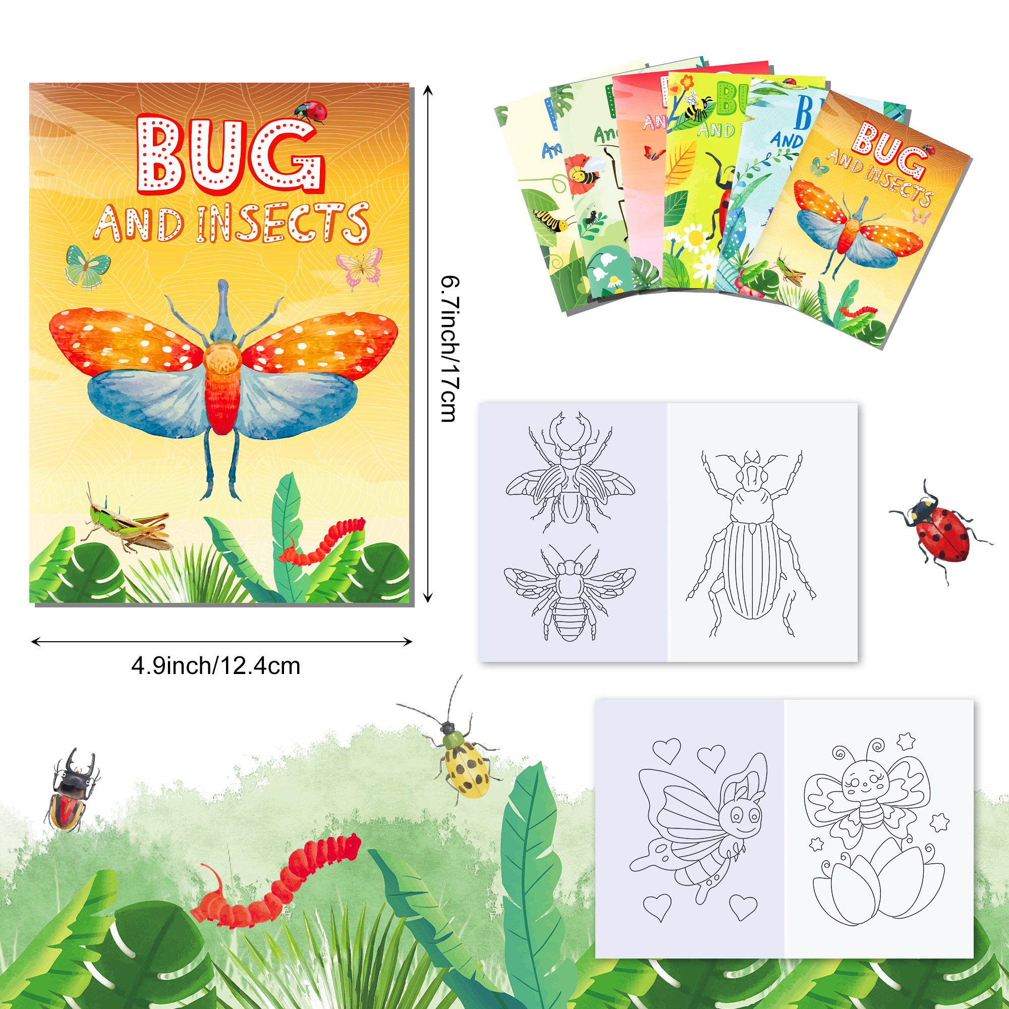 12pcs Cartoon Insect Bug Sprin - Food And Snacks Coloring Book Bold And Easy incelemesi ve fiyatı