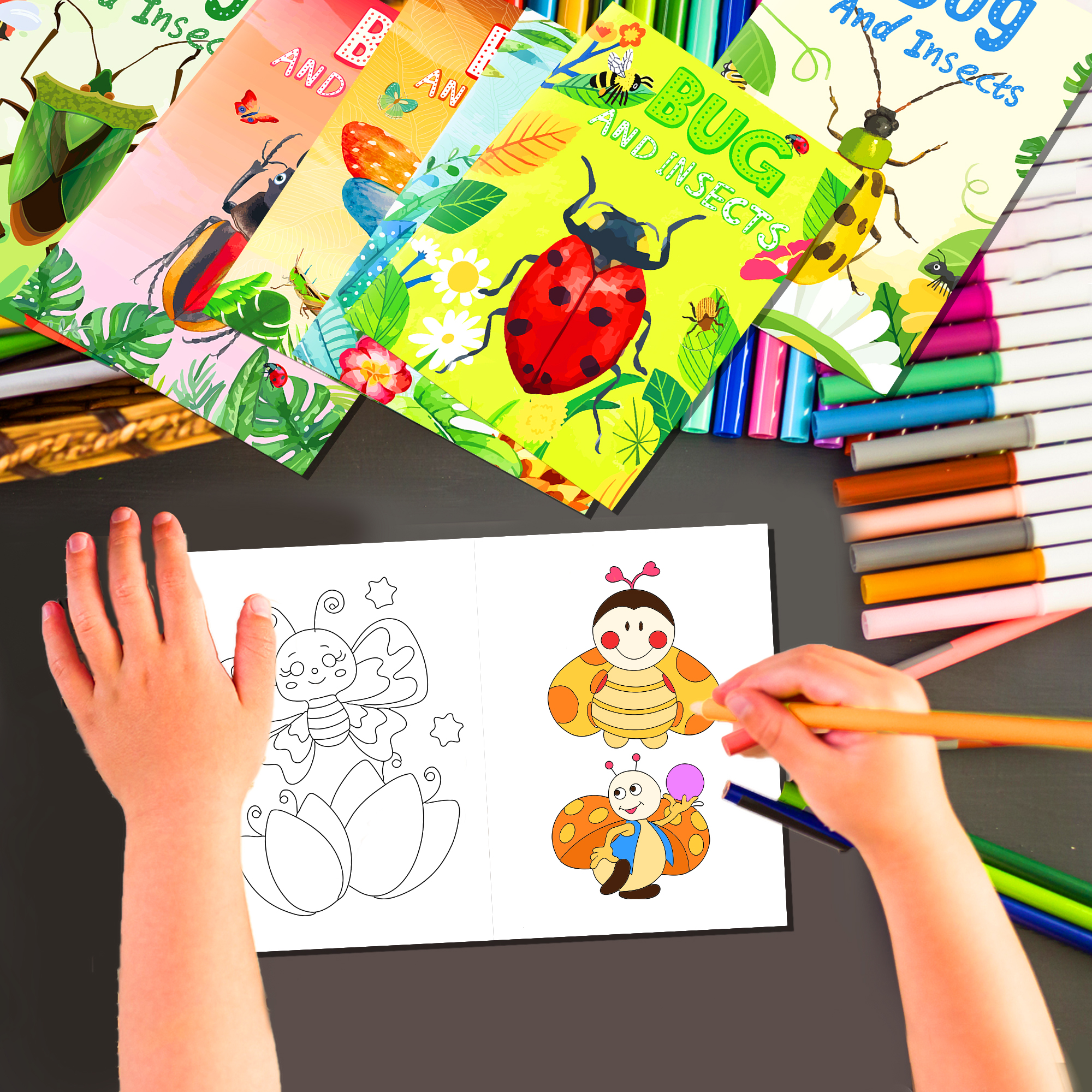 12pcs Cartoon Insect Bug Sprin - Food And Snacks Coloring Book Bold And Easy incelemesi ve fiyatı