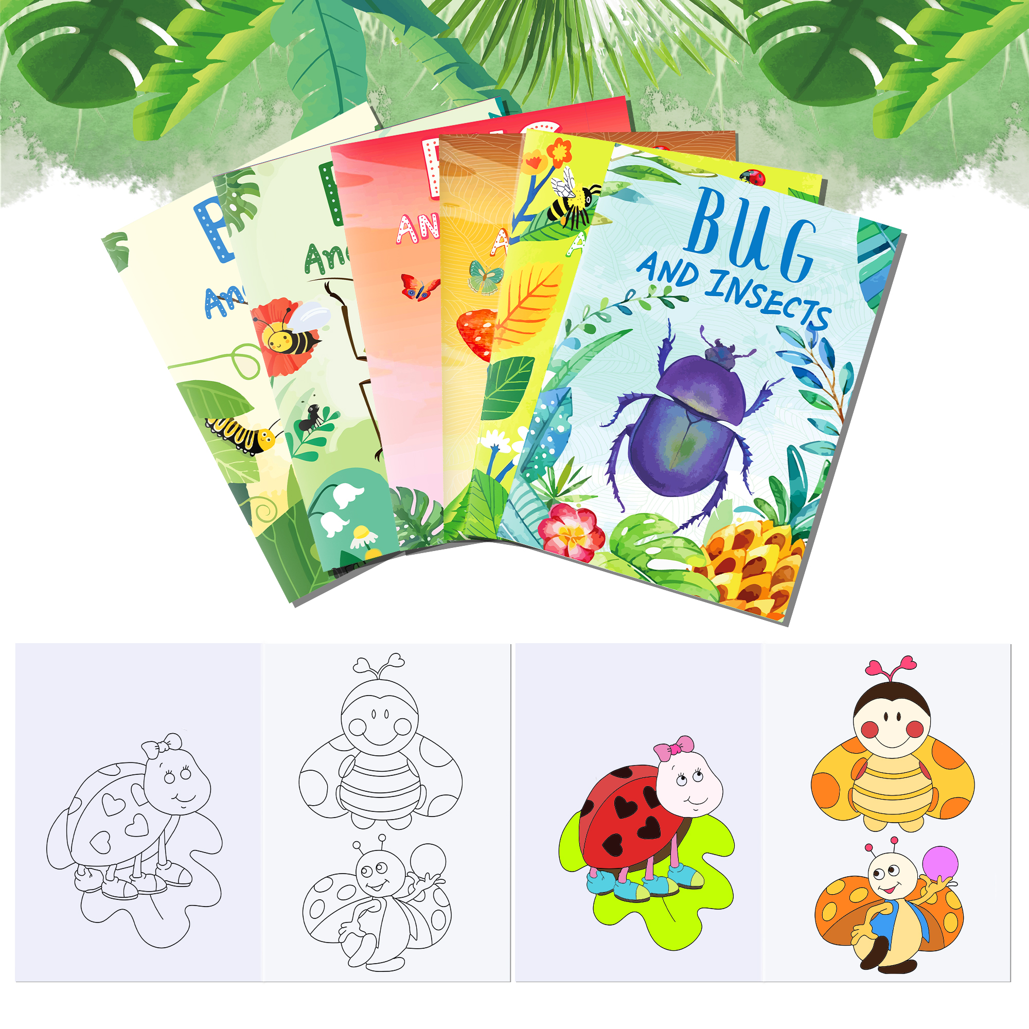 12pcs Cartoon Insect Bug Sprin - Food And Snacks Coloring Book Bold And Easy incelemesi ve fiyatı