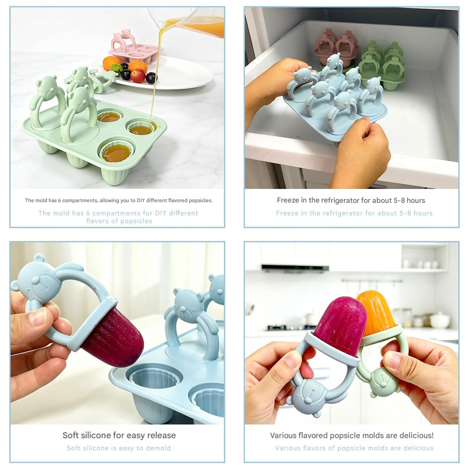 6-compartment silicone bear po - Homemade Food Snacks incelemesi ve fiyatı