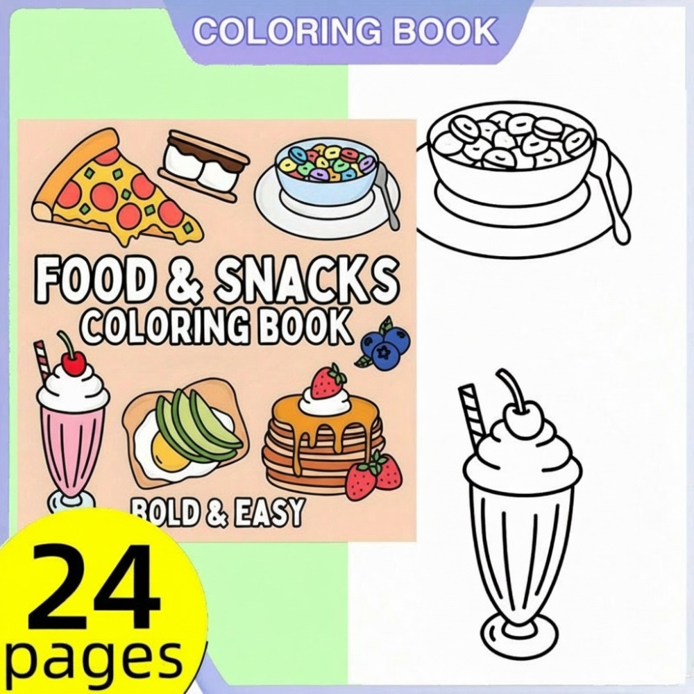 Food and Snacks Coloring Book  - Food And Snacks Coloring Book Bold And Easy incelemesi ve fiyatı