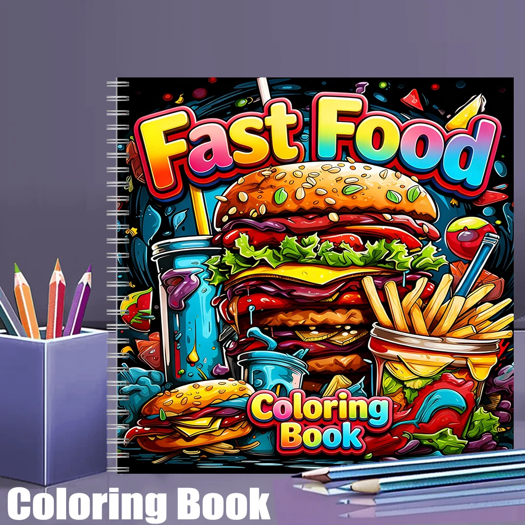 Fast Food Coloring Book for Ad - Food And Snacks Coloring Book Bold And Easy incelemesi ve fiyatı